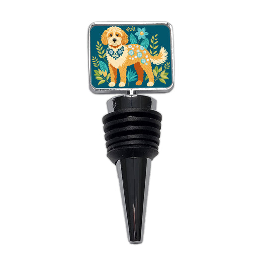 Cavapoo Floral Motif Dog Wine Bottle Stopper