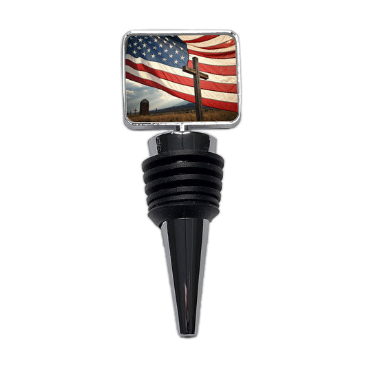 Cross Over American Flag USA United States Wine Bottle Stopper
