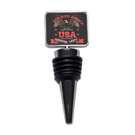 God Bless America Black Red USA United States Wine Bottle Stopper