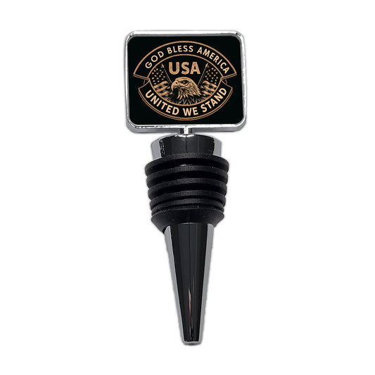 God Bless America Black Tan USA United States Wine Bottle Stopper