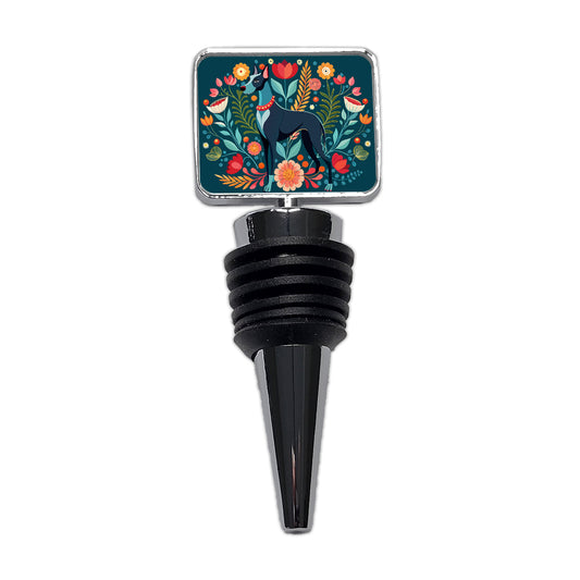 Great Dane Floral Motif Dog Wine Bottle Stopper