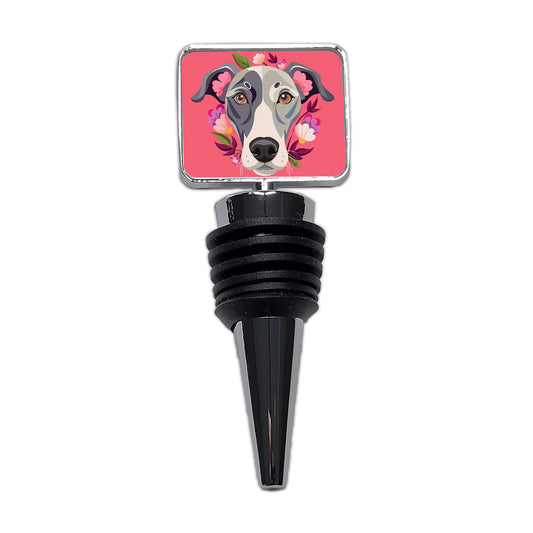 Great Dane Head Floral Pink Dog Wine Bottle Stopper