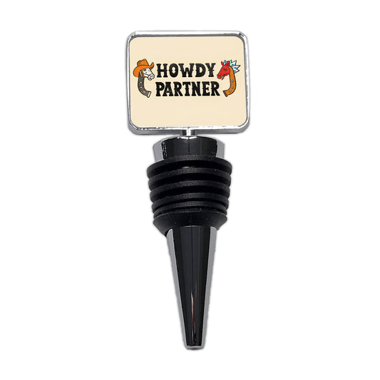 Howdy Partner Country Cowboy Cowgirl Cute Wine Bottle Stopper