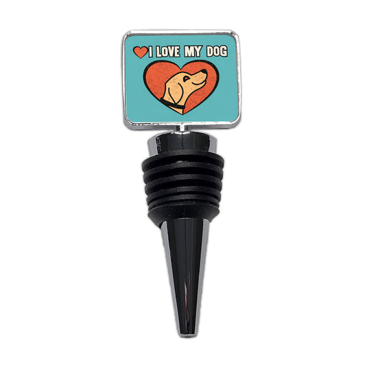I Love My Dog Blue Wine Bottle Stopper
