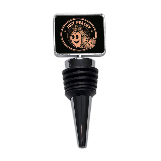 Just Peachy Black Background Wine Bottle Stopper