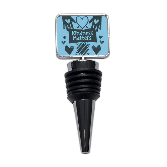 Kindness Matters Black Blue Wine Bottle Stopper