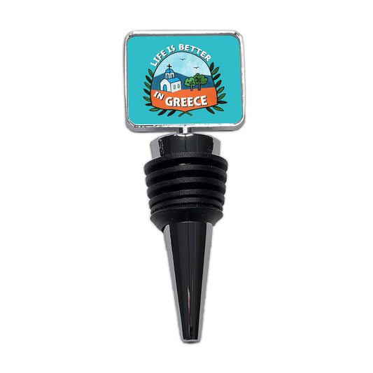 Life Is Better In Greece Wine Bottle Stopper