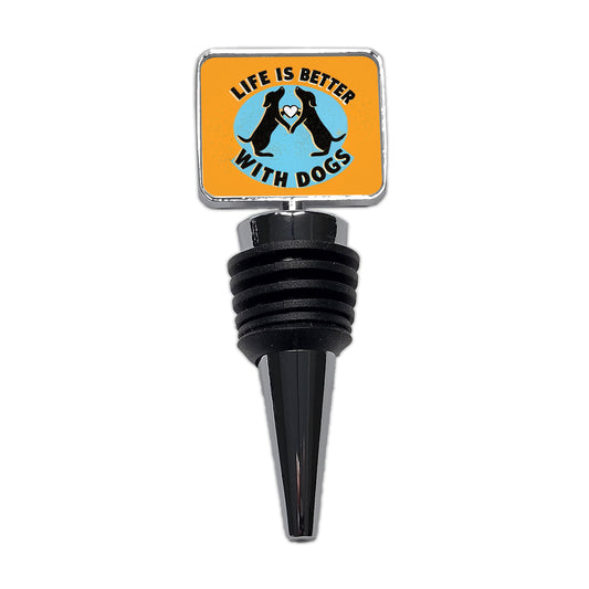 Life Is Better With Dogs Heart Wine Bottle Stopper