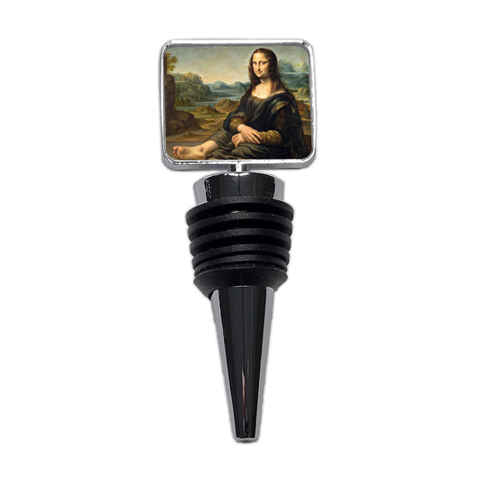 Mona Lisa With Foot Funny Wine Bottle Stopper