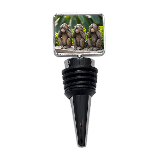 See No Evil Monkeys Funny Wine Bottle Stopper