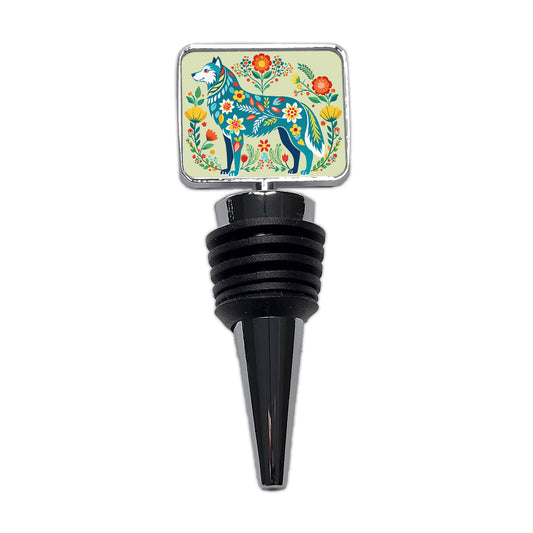 Siberian Retriever Floral Motif Beautiful Dog Wine Bottle Stopper