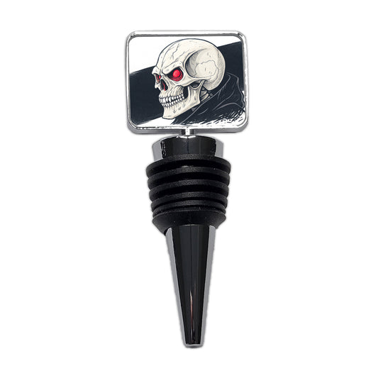Skull With Red Eyes Menacing Wine Bottle Stopper