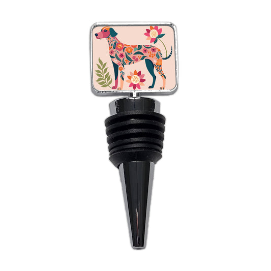 Weimador Floral Motif Cute Dog Wine Bottle Stopper