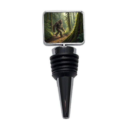 Bigfoot Hiking In Forest Wine Bottle Stopper