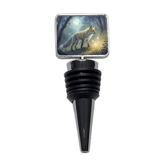 Fox At Night Wine Bottle Stopper