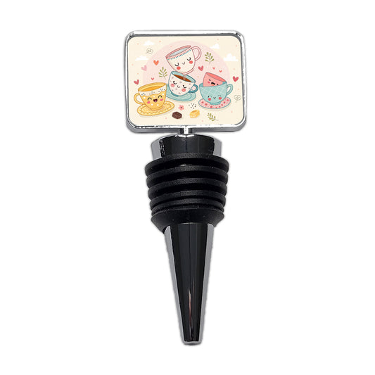 Kawaii Happy Tea Cups Wine Bottle Stopper