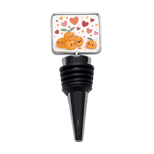 Kawaii Tangerines Hearts Wine Bottle Stopper