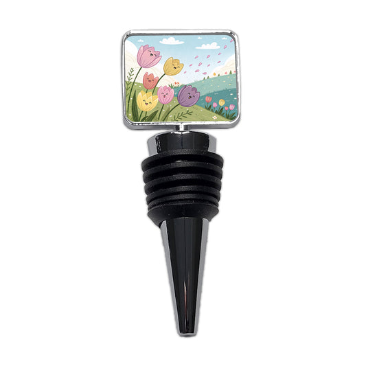 Kawaii Tulips Flowers Wine Bottle Stopper