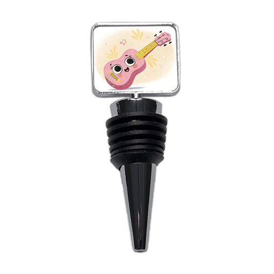 Kawaii Ukulele Pink Music Wine Bottle Stopper