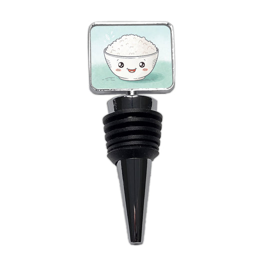 Kawaii White Rice Bowl Wine Bottle Stopper