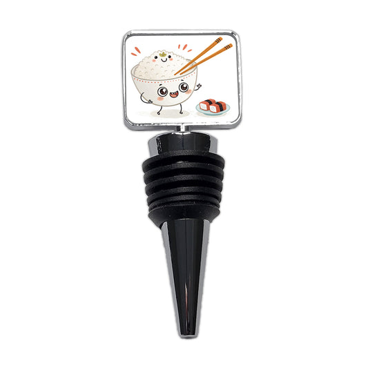 Kawaii White Rice Chopsticks Sushi Wine Bottle Stopper