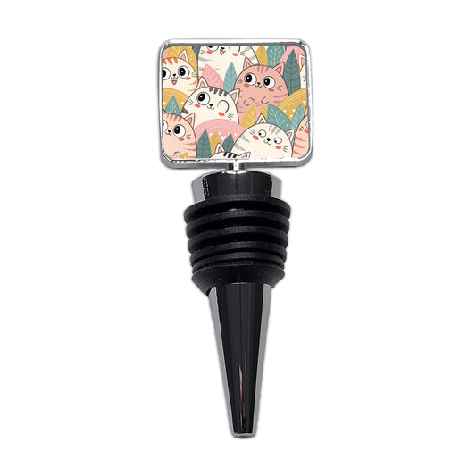 Lots Of Kawaii Adorable Cats Wine Bottle Stopper