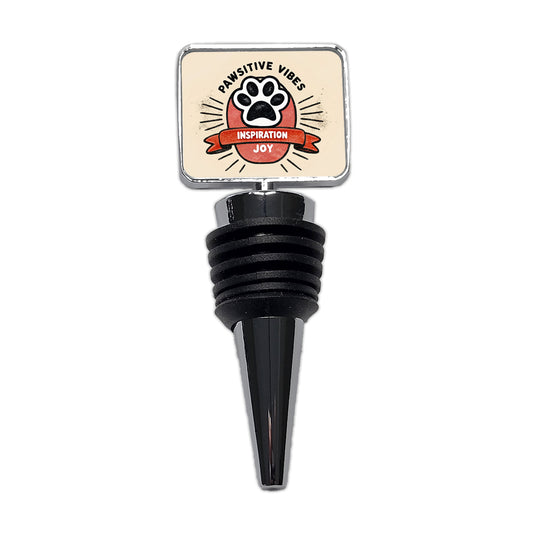 Pawsitive Positive Vibes Dogs Cats Wine Bottle Stopper