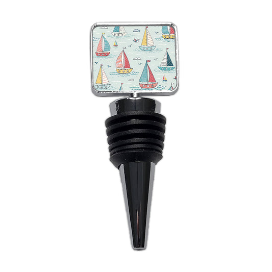 Sailboats Scattered Wine Bottle Stopper