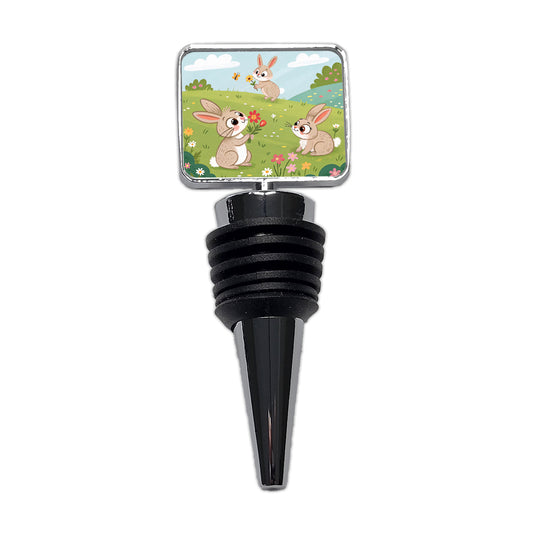Scattered Cute Rabbits Bunnies Easter Wine Bottle Stopper