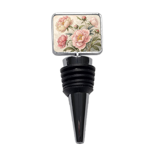 Vintage Peony Flowers Wine Bottle Stopper