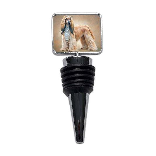 Afghan Hound Dog Illustration Wine Bottle Stopper