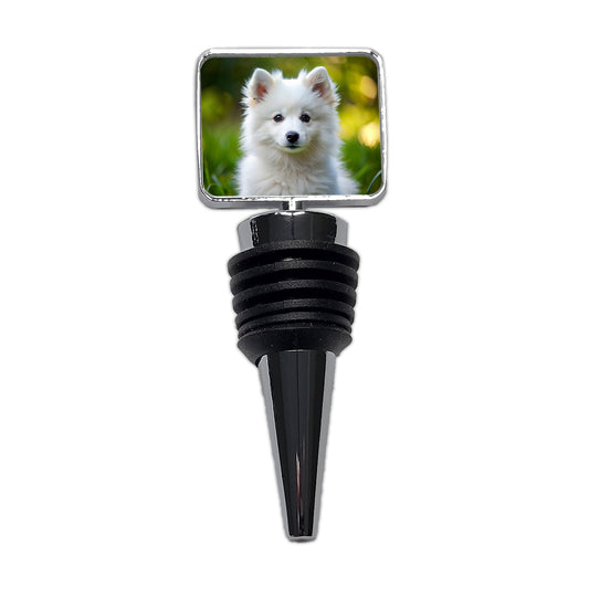 American Eskimo Dog Puppy Photo Wine Bottle Stopper