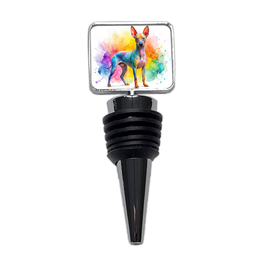 American Hairless Terrier Dog Watercolor Style Wine Bottle Stopper