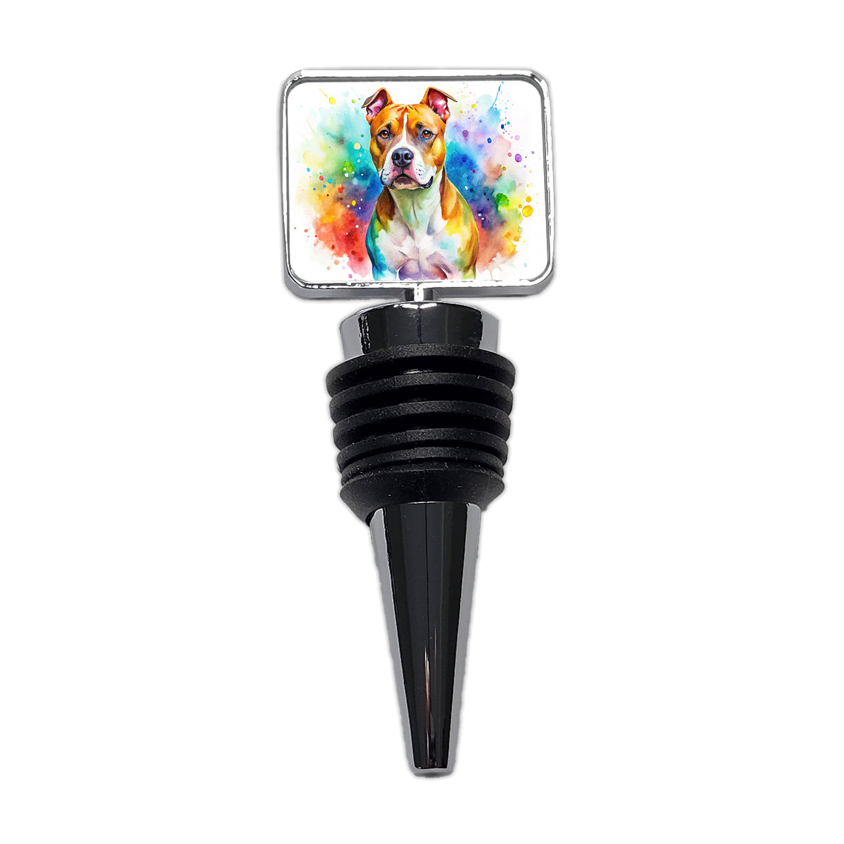 American Staffordshire Terrier Dog Watercolor Style Wine Bottle Stopper
