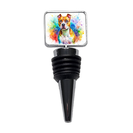 American Staffordshire Terrier Dog Watercolor Style Wine Bottle Stopper
