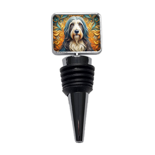 Bearded Collie Dog Art Nouveau Wine Bottle Stopper