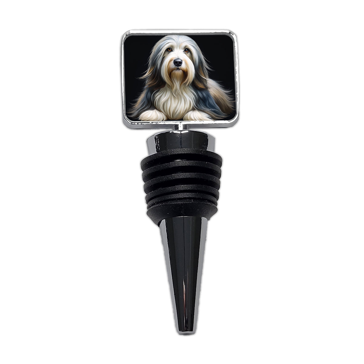Bearded Collie Dog Illustration Wine Bottle Stopper