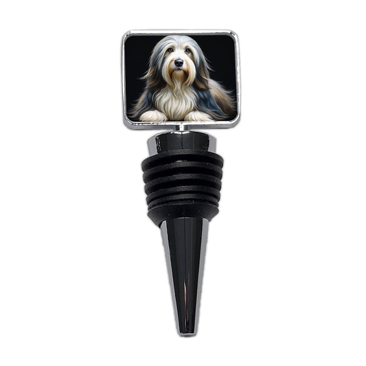 Bearded Collie Dog Illustration Wine Bottle Stopper
