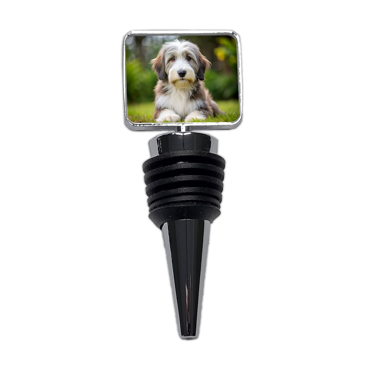 Bearded Collie Dog Puppy Photo Wine Bottle Stopper