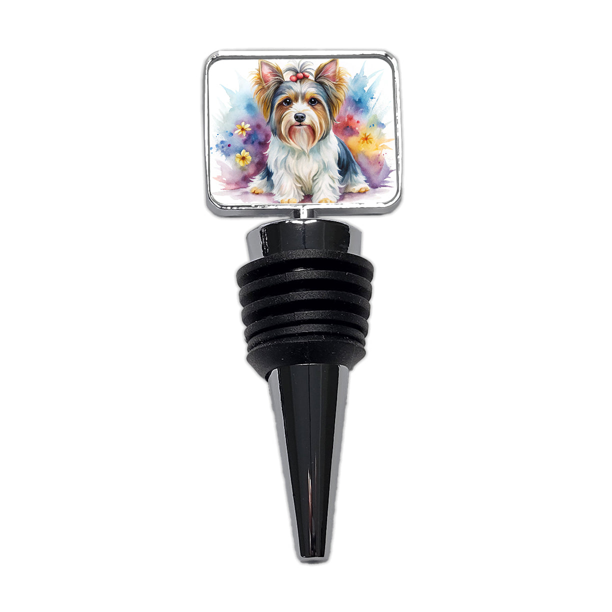 Biewer Terrier Dog Watercolor Style Wine Bottle Stopper
