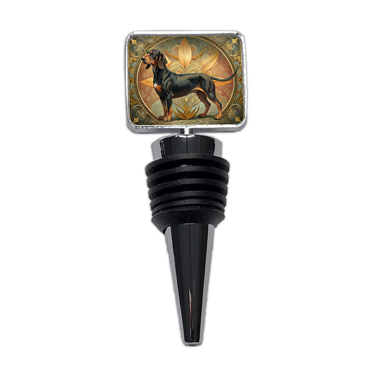 Black And Tan Coonhound Dog Art Nouveau Wine Bottle Stopper