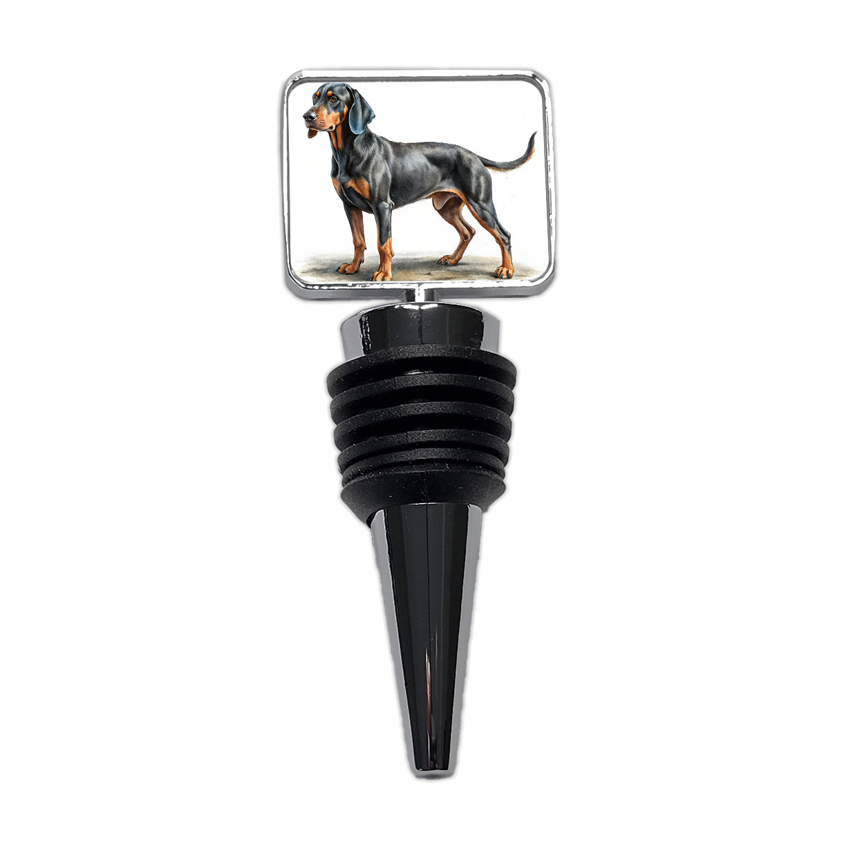 Black And Tan Coonhound Dog Illustration Wine Bottle Stopper