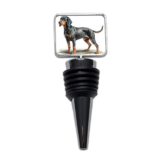 Black And Tan Coonhound Dog Illustration Wine Bottle Stopper