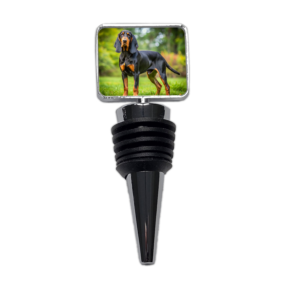 Black And Tan Coonhound Dog Photo Wine Bottle Stopper