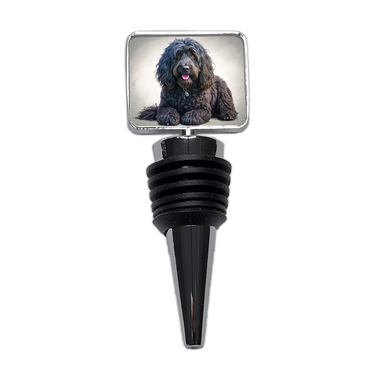 Black Russian Terrier Dog Illustration Wine Bottle Stopper