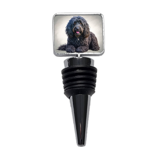 Black Russian Terrier Dog Illustration Wine Bottle Stopper