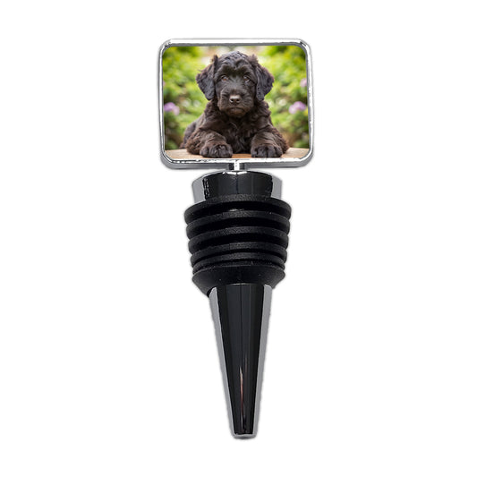 Black Russian Terrier Dog Puppy Photo Wine Bottle Stopper