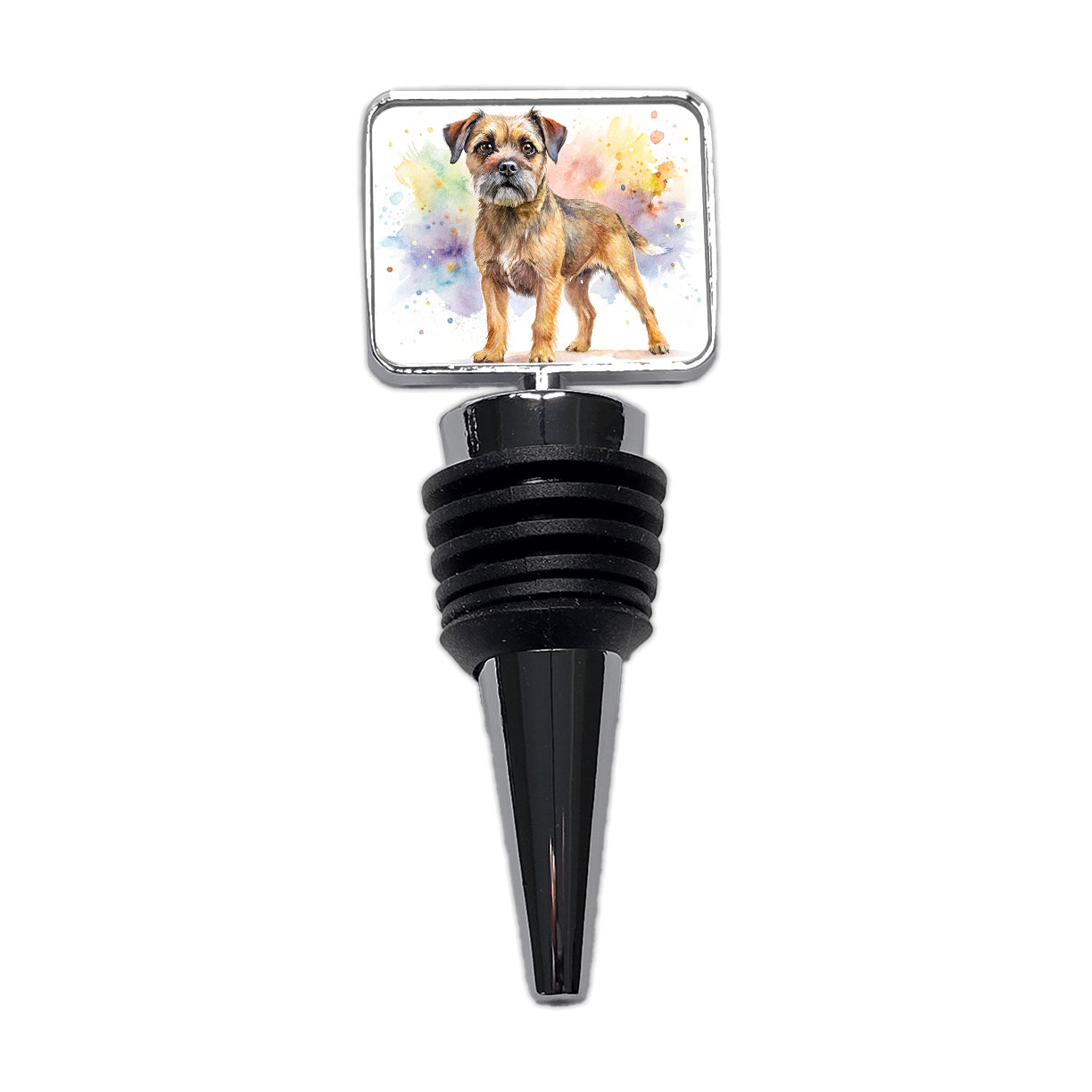 Border Terrier Dog Watercolor Style Wine Bottle Stopper