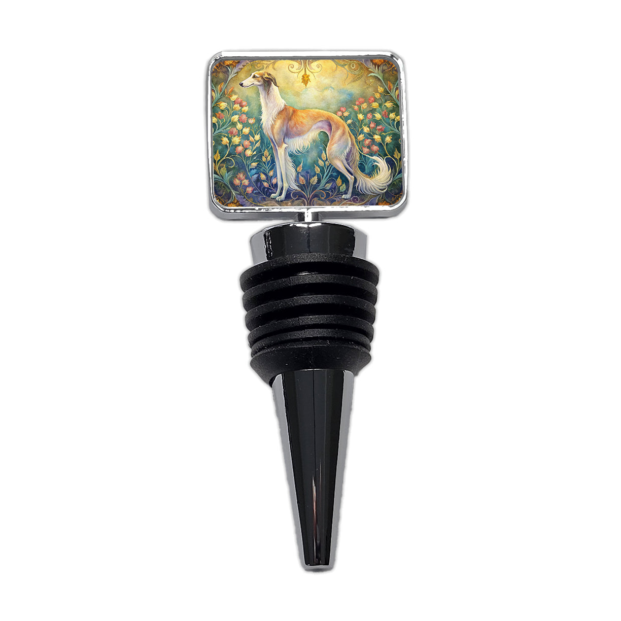 Borzoi Dog Art Nouveau Wine Bottle Stopper