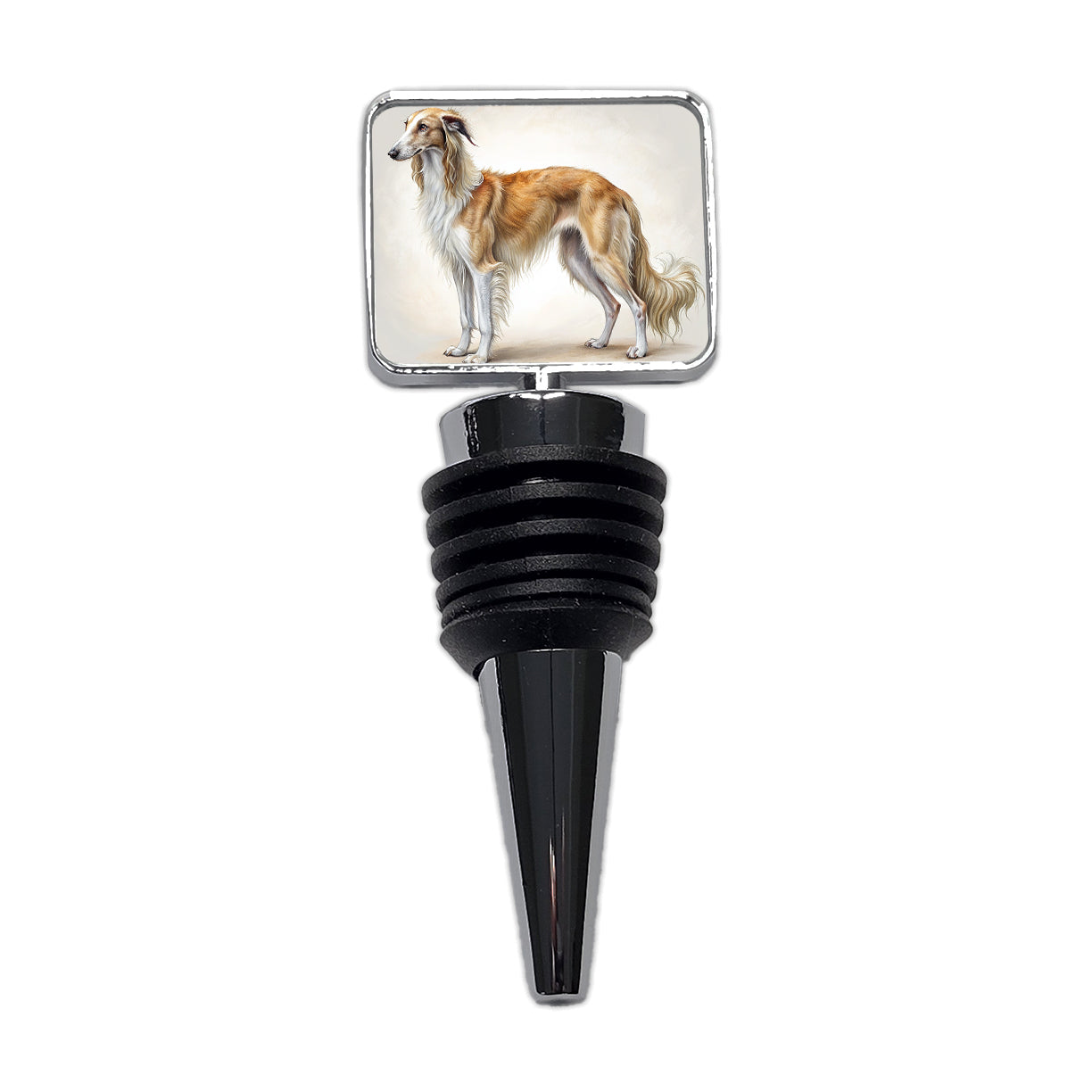 Borzoi Dog Illustration Wine Bottle Stopper